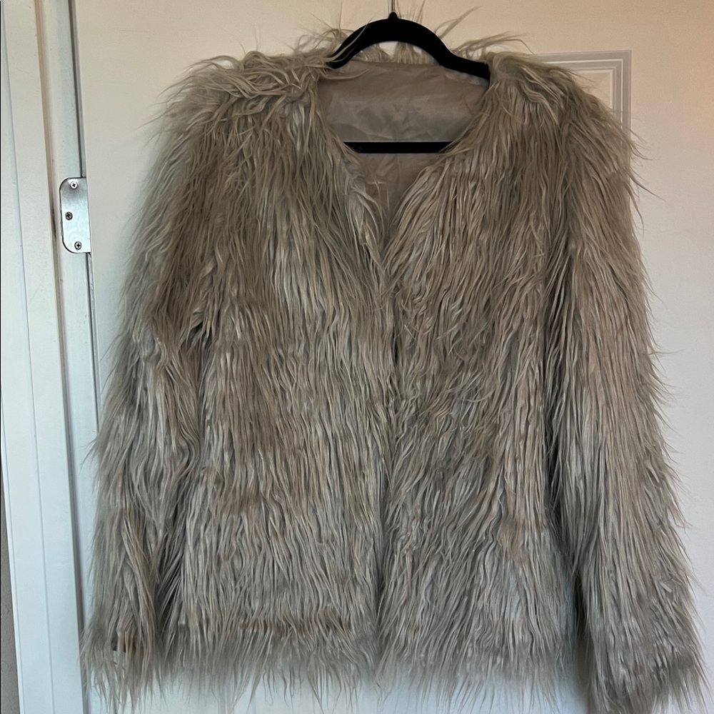 Women's Faux Fur Jacket - Gray